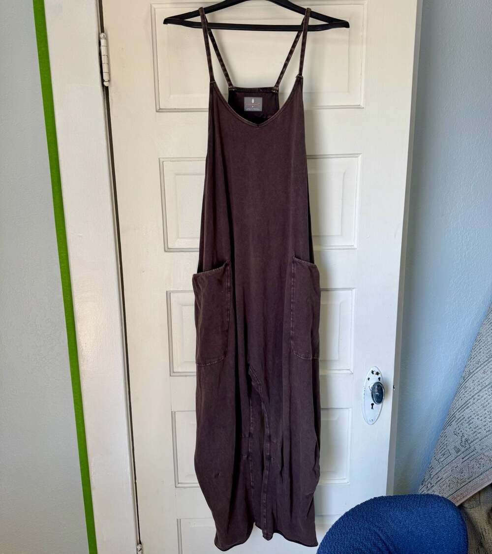 FP Movement by Free People Hot Shot Onesie in Brown/Black Wash M - Picture 3 of 6